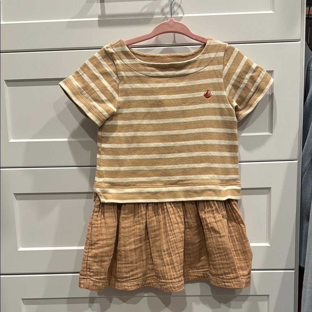 Jacadi Striped Tan and Cream Dress